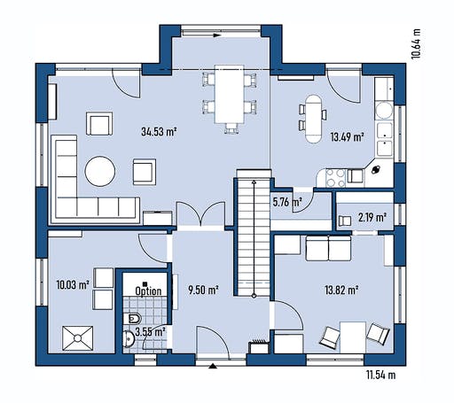 Fertighaus HAUS M94-115-G von EBH Haus Schlüsselfertig ab 336500€, Satteldach-Klassiker Grundriss 1