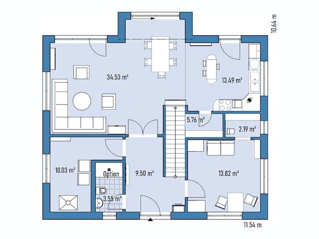 Fertighaus HAUS M94-115-G von EBH Haus Schlüsselfertig ab 375800€, Satteldach-Klassiker Grundriss 1