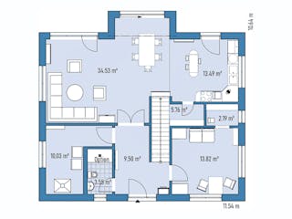 Fertighaus HAUS M94-115-G von EBH Haus Schlüsselfertig ab 375800€, Satteldach-Klassiker Grundriss 1