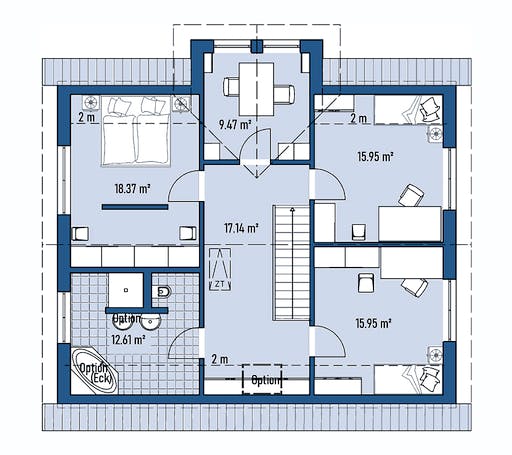 Fertighaus HAUS M94-115-G von EBH Haus Schlüsselfertig ab 336500€, Satteldach-Klassiker Grundriss 2