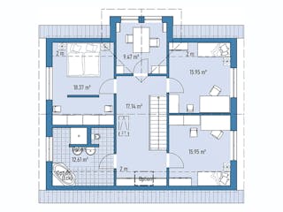 Fertighaus HAUS M94-115-G von EBH Haus Schlüsselfertig ab 375800€, Satteldach-Klassiker Grundriss 2
