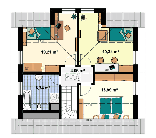 Fertighaus Einfamilienhaus Maxx 3/3 von EBH Haus Schlüsselfertig ab 264800€, Satteldach-Klassiker Grundriss 2