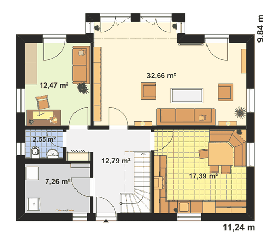 Fertighaus Einfamilienhaus Maxx 3/3 XL von EBH Haus Schlüsselfertig ab 285600€, Satteldach-Klassiker Grundriss 1