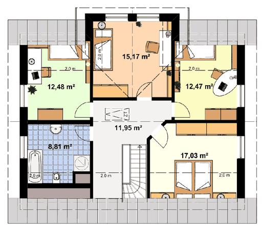 Fertighaus Einfamilienhaus Maxx 3/3 XL von EBH Haus Schlüsselfertig ab 285600€, Satteldach-Klassiker Grundriss 2