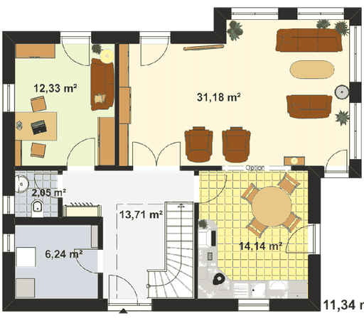 Fertighaus Einfamilienhaus Maxx 3/5 von EBH Haus Schlüsselfertig ab 279900€, Satteldach-Klassiker Grundriss 1