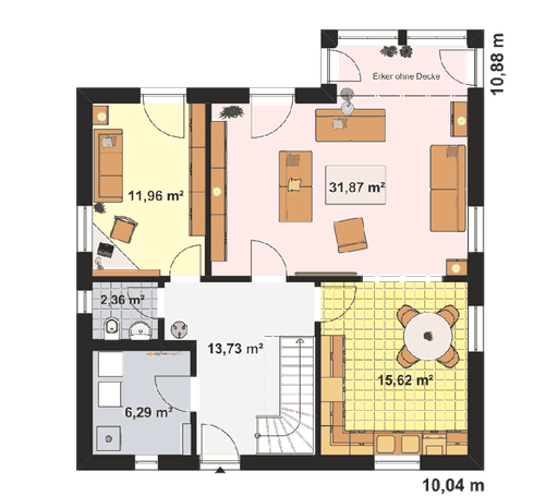 Fertighaus Einfamilienhaus Maxx 4/6 von EBH Haus Schlüsselfertig ab 275600€, Satteldach-Klassiker Grundriss 1