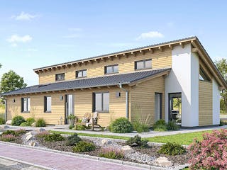 Fertighaus Bungalow P84-166 von EBH Haus Schlüsselfertig ab 284900€, Bungalow Außenansicht 2