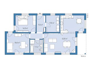Fertighaus Bungalow P84-166 von EBH Haus Schlüsselfertig ab 284900€, Bungalow Grundriss 1