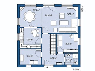 Fertighaus HAUS R100-100 von EBH Haus Schlüsselfertig ab 319800€, Satteldach-Klassiker Grundriss 1