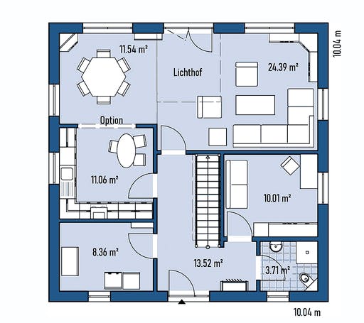Fertighaus HAUS R100-100 von EBH Haus Schlüsselfertig ab 295200€, Satteldach-Klassiker Grundriss 1