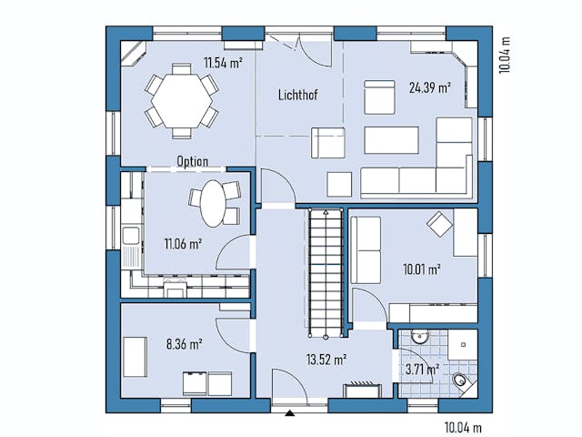 Fertighaus Einfamilienhaus R100-100 von EBH Haus Schlüsselfertig ab 342600€, Satteldach-Klassiker Grundriss 1