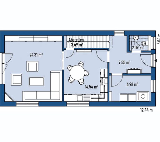 Fertighaus HAUS R60-124 von EBH Haus Schlüsselfertig ab 238800€, Satteldach-Klassiker Grundriss 1