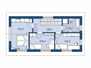 Fertighaus HAUS R60-124 von EBH Haus Schlüsselfertig ab 257200€, Satteldach-Klassiker Grundriss 2