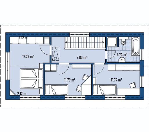 Fertighaus HAUS R60-124 von EBH Haus Schlüsselfertig ab 238800€, Satteldach-Klassiker Grundriss 2