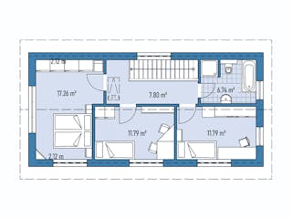 Fertighaus HAUS R60-124 von EBH Haus Schlüsselfertig ab 267500€, Satteldach-Klassiker Grundriss 2