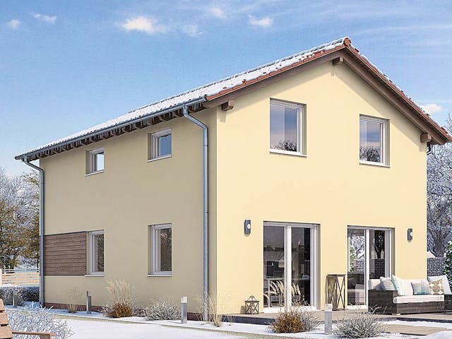 Fertighaus HAUS R71-100 von EBH Haus Schlüsselfertig ab 241900€, Satteldach-Klassiker Außenansicht 2