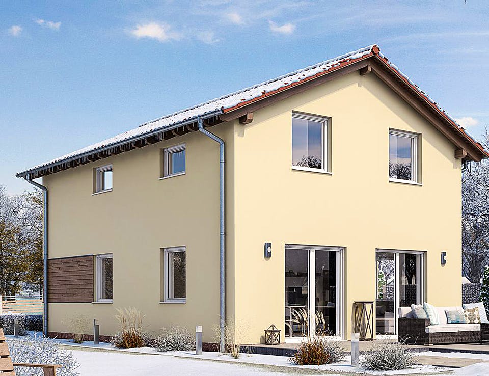 Fertighaus HAUS R71-100 von EBH Haus Schlüsselfertig ab 228300€, Satteldach-Klassiker Außenansicht 2