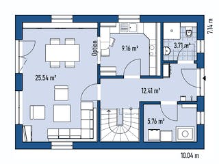 Fertighaus HAUS R71-100 von EBH Haus Schlüsselfertig ab 241900€, Satteldach-Klassiker Grundriss 1