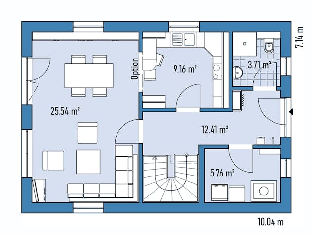 Fertighaus HAUS R71-100 von EBH Haus Schlüsselfertig ab 251600€, Satteldach-Klassiker Grundriss 1