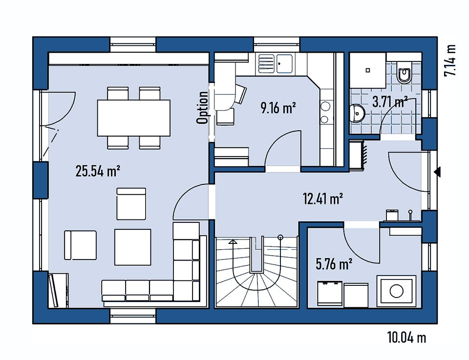 Fertighaus HAUS R71-100 von EBH Haus Schlüsselfertig ab 228300€, Satteldach-Klassiker Grundriss 1