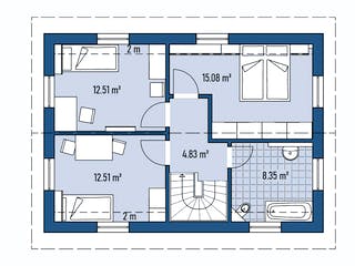 Fertighaus HAUS R71-100 von EBH Haus Schlüsselfertig ab 241900€, Satteldach-Klassiker Grundriss 2