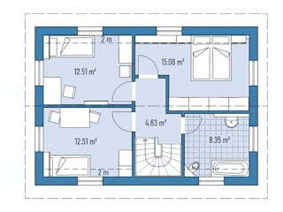 Fertighaus HAUS R71-100 von EBH Haus Schlüsselfertig ab 251600€, Satteldach-Klassiker Grundriss 2