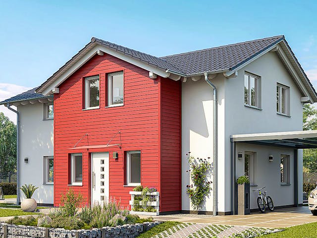Fertighaus HAUS R71-112-G von EBH Haus Schlüsselfertig ab 299500€, Satteldach-Klassiker Außenansicht 1