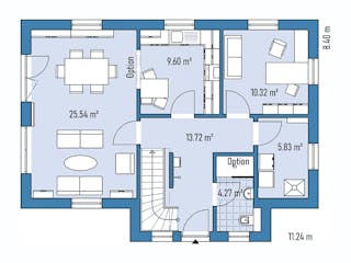 Fertighaus HAUS R71-112-G von EBH Haus Schlüsselfertig ab 299500€, Satteldach-Klassiker Grundriss 1