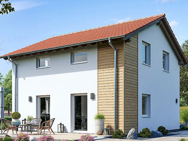 Fertighaus Einfamilienhaus R82-82 von EBH Haus Schlüsselfertig ab 224300€, Satteldach-Klassiker Außenansicht 1