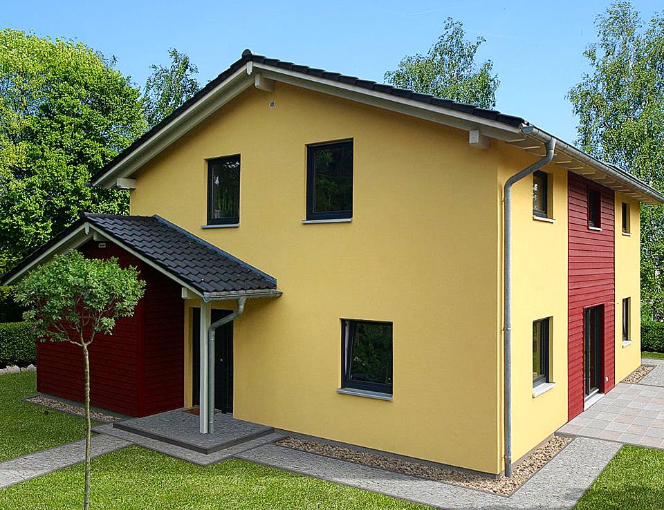 Fertighaus HAUS R88-106-TE von EBH Haus Schlüsselfertig ab 315200€, Satteldach-Klassiker Außenansicht 1