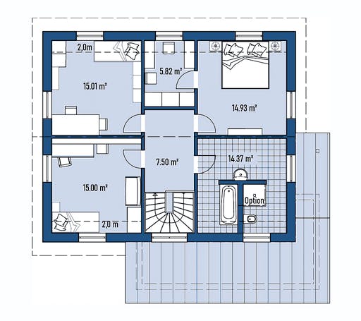 Fertighaus HAUS R88-106-TE von EBH Haus Schlüsselfertig ab 309000€, Satteldach-Klassiker Grundriss 2