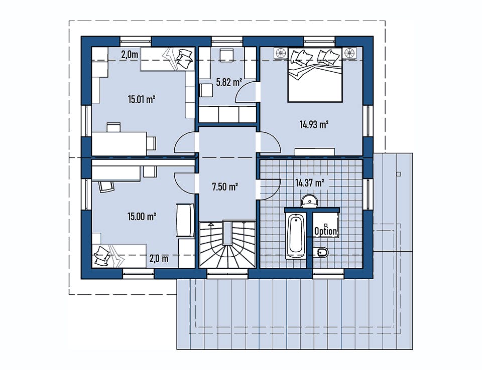 Fertighaus HAUS R88-106-TE von EBH Haus Schlüsselfertig ab 315200€, Satteldach-Klassiker Grundriss 2