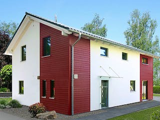 Fertighaus HAUS R88-124 von EBH Haus Schlüsselfertig ab 346500€, Satteldach-Klassiker Außenansicht 1