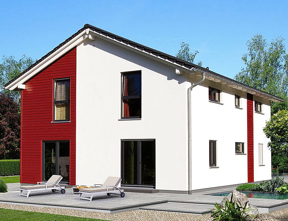 Fertighaus HAUS R88-124 von EBH Haus Schlüsselfertig ab 327100€, Satteldach-Klassiker Außenansicht 2