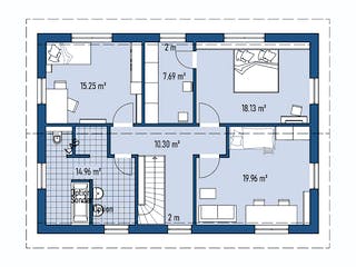 Fertighaus HAUS R88-124 von EBH Haus Schlüsselfertig ab 346500€, Satteldach-Klassiker Grundriss 2