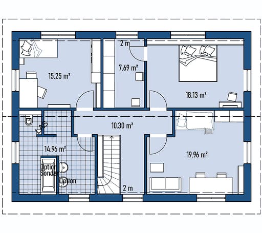 Fertighaus HAUS R88-124 von EBH Haus Schlüsselfertig ab 320600€, Satteldach-Klassiker Grundriss 2