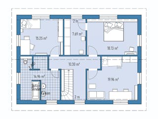 Fertighaus HAUS R88-124 von EBH Haus Schlüsselfertig ab 360400€, Satteldach-Klassiker Grundriss 2