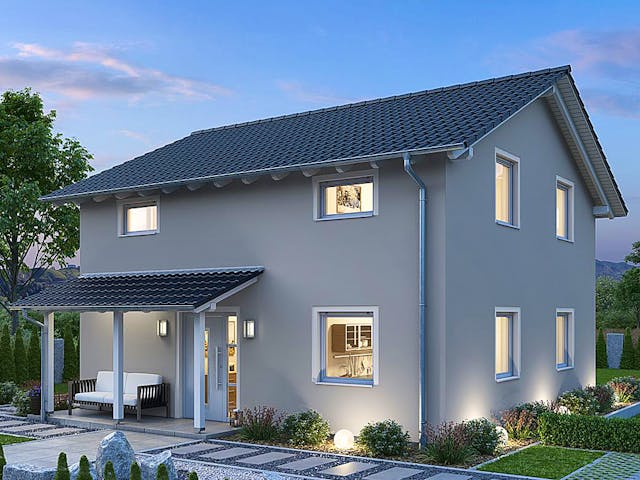 Fertighaus HAUS R88-88 von EBH Haus Schlüsselfertig ab 271300€, Satteldach-Klassiker Außenansicht 1