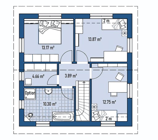 Fertighaus HAUS R88-88 von EBH Haus Schlüsselfertig ab 242300€, Satteldach-Klassiker Grundriss 2