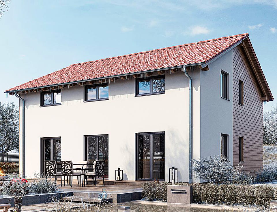 Fertighaus HAUS R94-106 von EBH Haus Schlüsselfertig ab 303900€, Satteldach-Klassiker Außenansicht 1