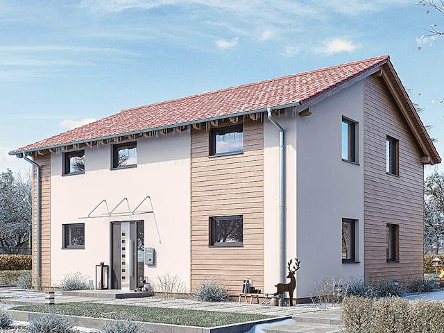 Fertighaus HAUS R94-106 von EBH Haus Schlüsselfertig ab 315400€, Satteldach-Klassiker Außenansicht 2