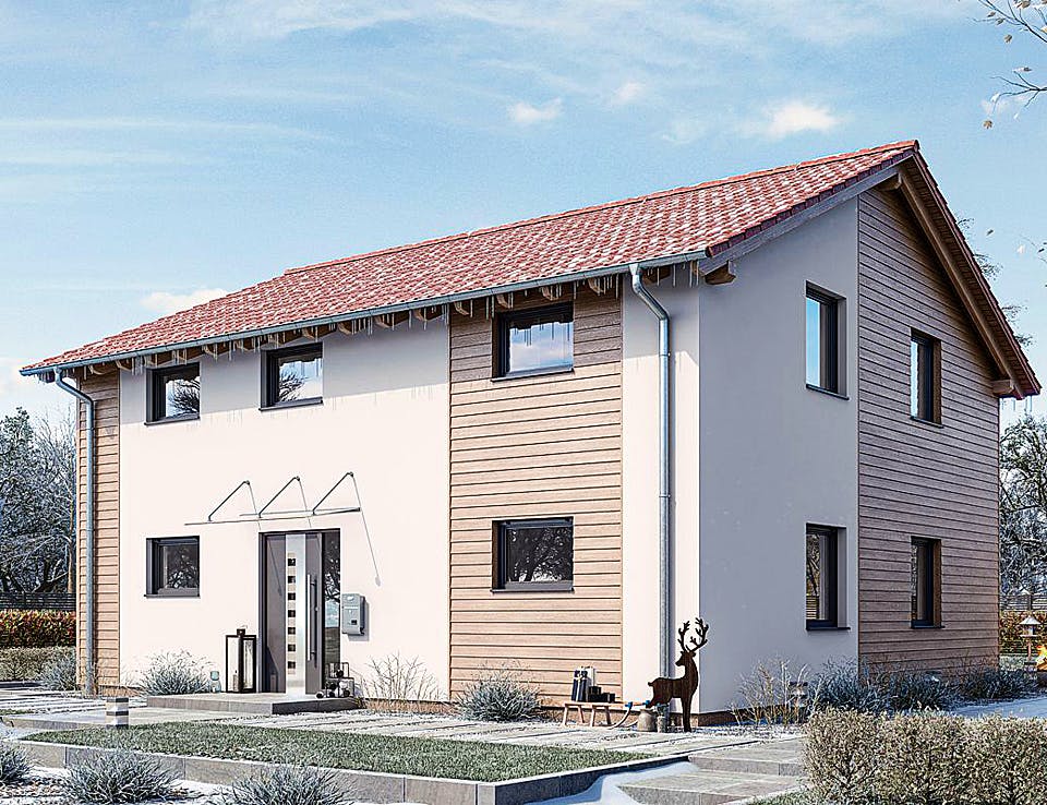 Fertighaus HAUS R94-106 von EBH Haus Schlüsselfertig ab 303900€, Satteldach-Klassiker Außenansicht 2