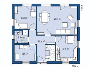 Fertighaus HAUS R94-106 von EBH Haus Schlüsselfertig ab 315400€, Satteldach-Klassiker Grundriss 1