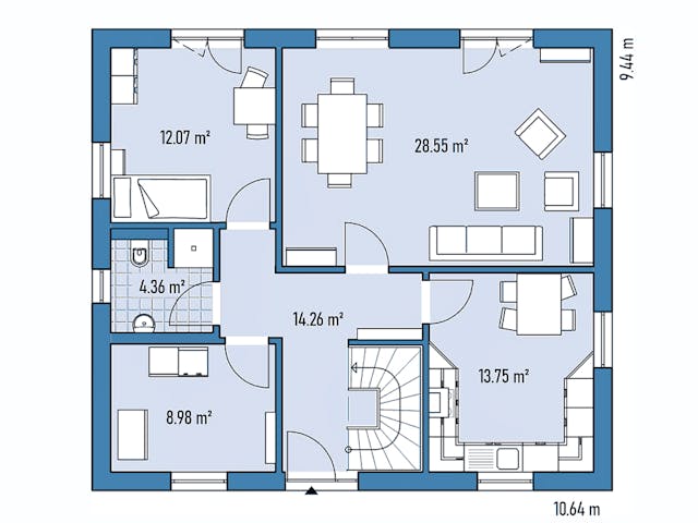 Fertighaus HAUS R94-106 von EBH Haus Schlüsselfertig ab 328100€, Satteldach-Klassiker Grundriss 1