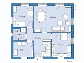 Fertighaus HAUS R94-106 von EBH Haus Schlüsselfertig ab 328100€, Satteldach-Klassiker Grundriss 1