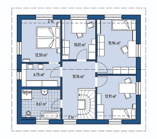 Fertighaus HAUS R94-106 von EBH Haus Schlüsselfertig ab 297900€, Satteldach-Klassiker Grundriss 2