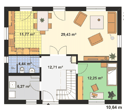 Fertighaus Einfamilienhaus Ratio 3/25° mit Ankleide von EBH Haus Schlüsselfertig ab 265500€, Satteldach-Klassiker Grundriss 1