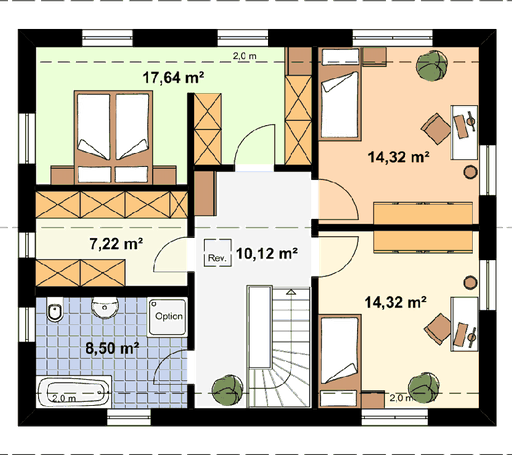 Fertighaus Einfamilienhaus Ratio 3/25° mit Ankleide von EBH Haus Schlüsselfertig ab 265500€, Satteldach-Klassiker Grundriss 2