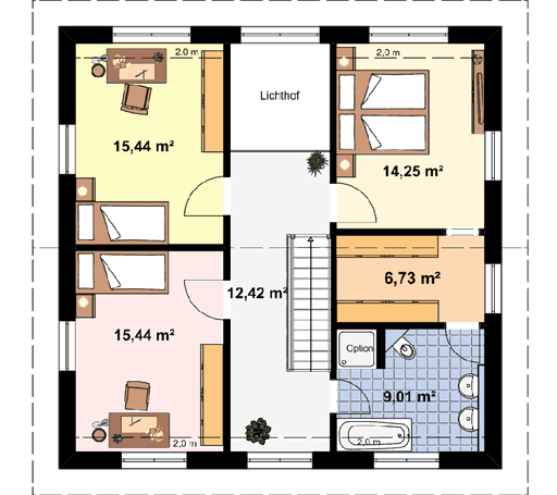 Fertighaus Einfamilienhaus Ratio 5/25° mit Ankleide von EBH Haus Schlüsselfertig ab 280500€, Satteldach-Klassiker Grundriss 2