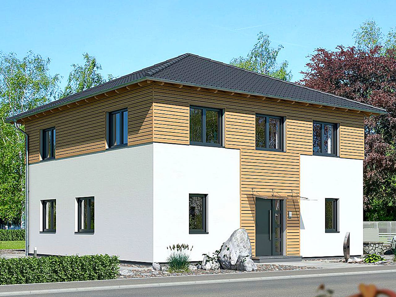 Fertighaus STADTVILLA S100-100 von EBH Haus Schlüsselfertig ab 334700€, Stadtvilla Außenansicht 1